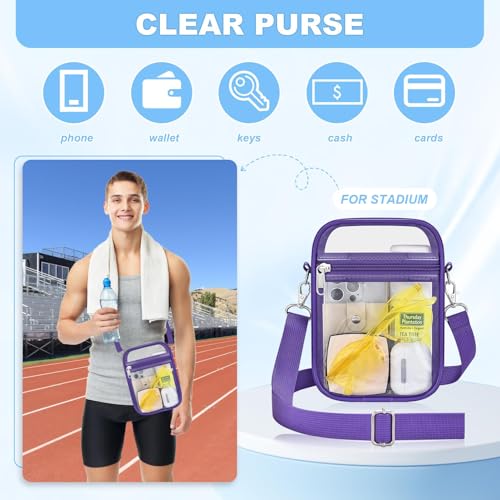 Image of Clear Bag for Stadium Events - Sports Messanger Bag Small Mini Clear Purse for Fan, Concert, Work, Travel