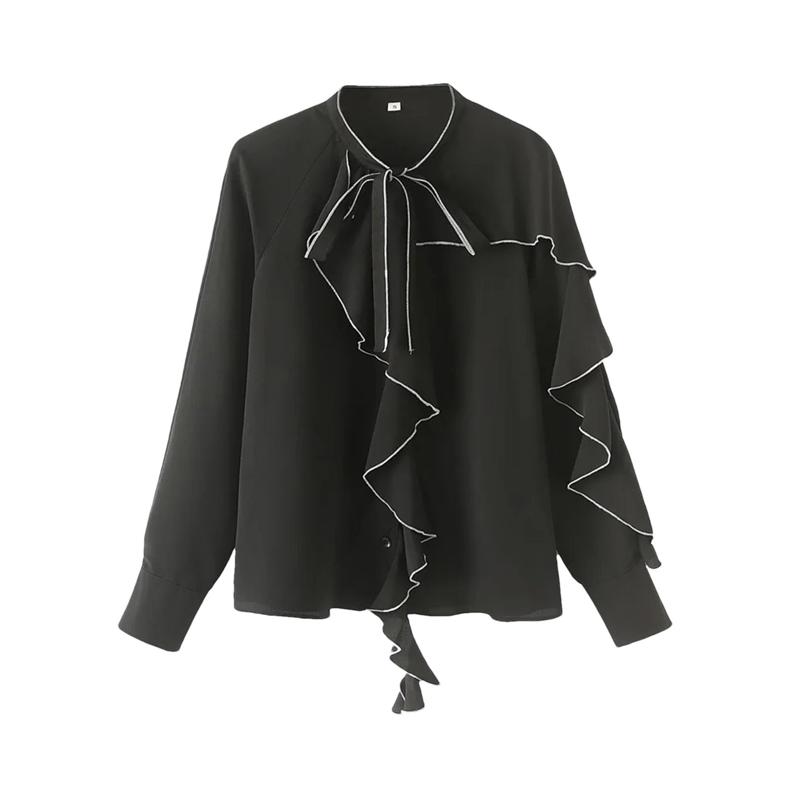 Camicette da donna primaverili con volant per donne eleganti casual allentate camicie a maniche lunghe top