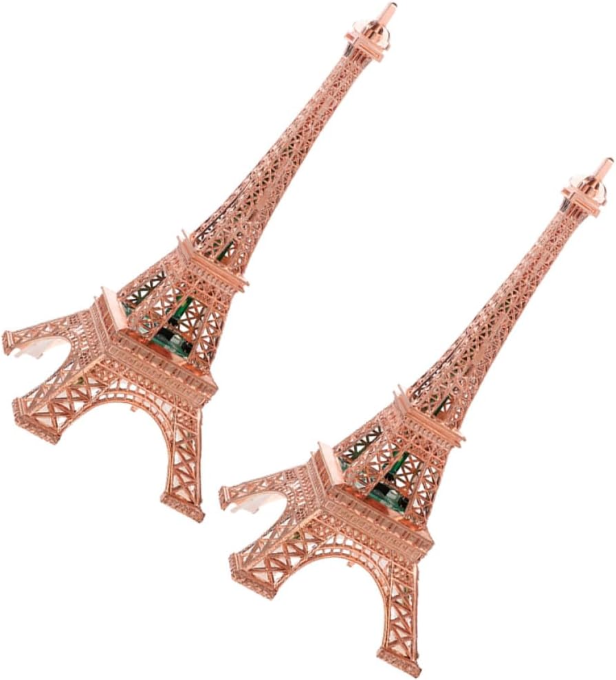 2pcs Eiffel Tower Adornment LED Light Tower Zinc Alloy Plastic Simple Design Luminous Functional Design Chic Home Desktop Decoration