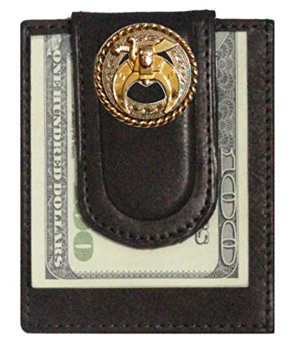 Custom Shriner Scimitar and Crescent Paul and Taylor Money Clip Wallet Brown