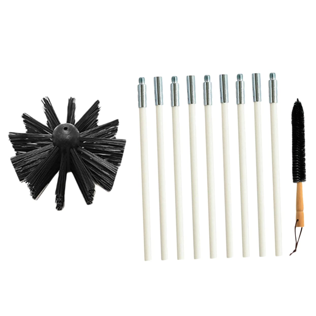 Garneck Scovolino Canne Fumarie in Nylon Manico in Legno, per Pulizia Condotti Asciugatrice e Riduzione Tempi di Asciugatura, Set 9 Aste Flessibili