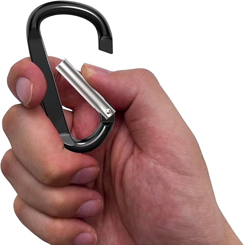 Miniatura 5 de Clips de mosquetón de aluminio de 3 ", hebilla de gancho de mosquetón de llavero con forma de anillo D 12PCS