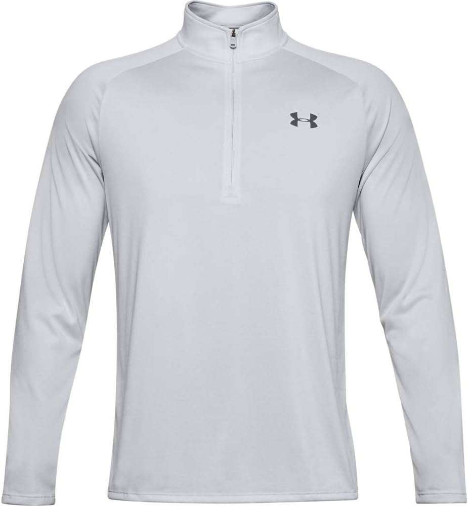 Under Armour Tech 2.0 1/2 Zip, Versatile Warm Up Top for Men, Light and Breathable Zip Up Top for Working Out Men, black (Halo Gray/Pitch Gray(014)), LG