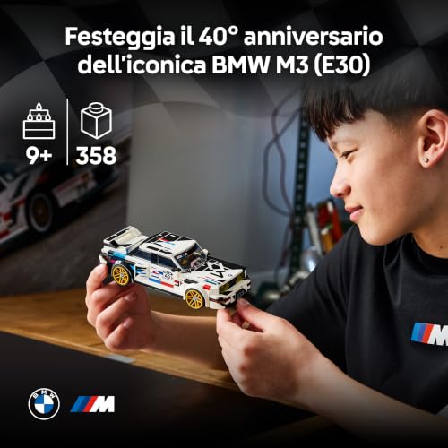 Speed Champions BMW M3 (E30) - Macchina Giocattolo con Minifigure del Pilota da Collezione - Idea Regalo di Compleanno per Bambini da 9 Anni in su e per i Fan degli Sport Motoristici - 77263 - Lego - Immagine 1