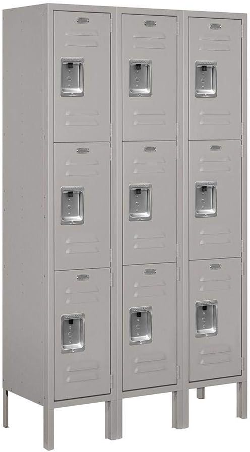 Salsbury Industries 63352GY-U Triple Tier 36-Inch Wide 5-Feet High 12-Inch Deep Unassembled Standard Metal Locker, Gray