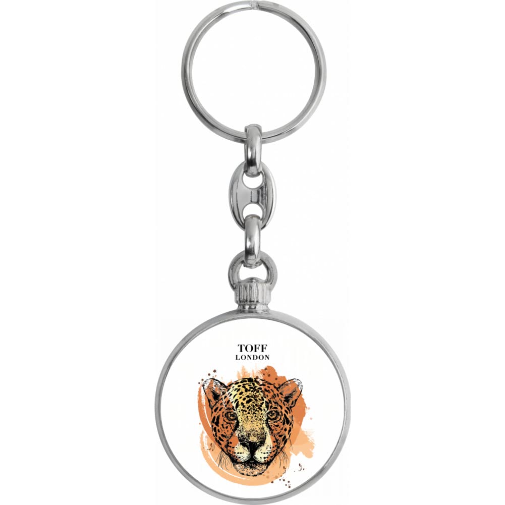 Toff London Unisex Silver Jaguar Watercolour Keyring