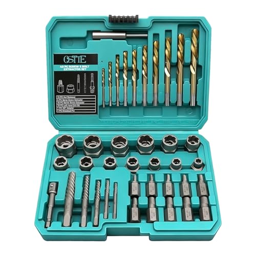 OSTTE Bolt Extractor Kit & Screw Extractor Set, 40 Pcs with Left Hand Cobalt Drill Bits & Easy Out...