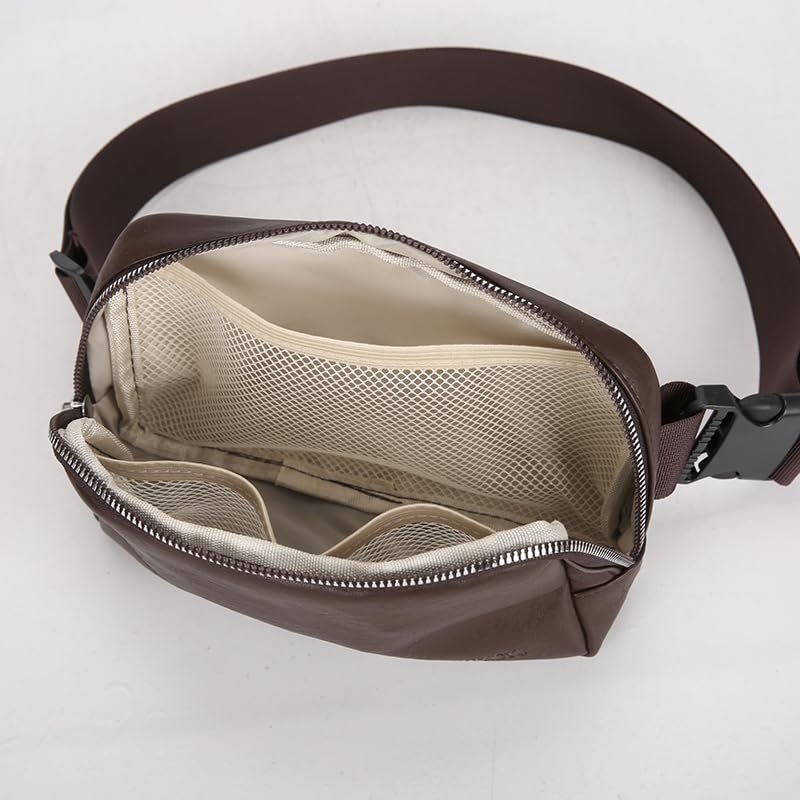 Image of Leather Chest Bag for Women, Crossbody Belt Bag Fanny Pack Purse Fashionable Waist Bags Handbag for Everyday Use Trip Walking Hiking