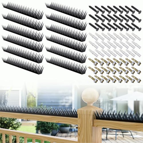 12Pcs Anti-Climb Spikes for Walls & Fences 188.9in Black