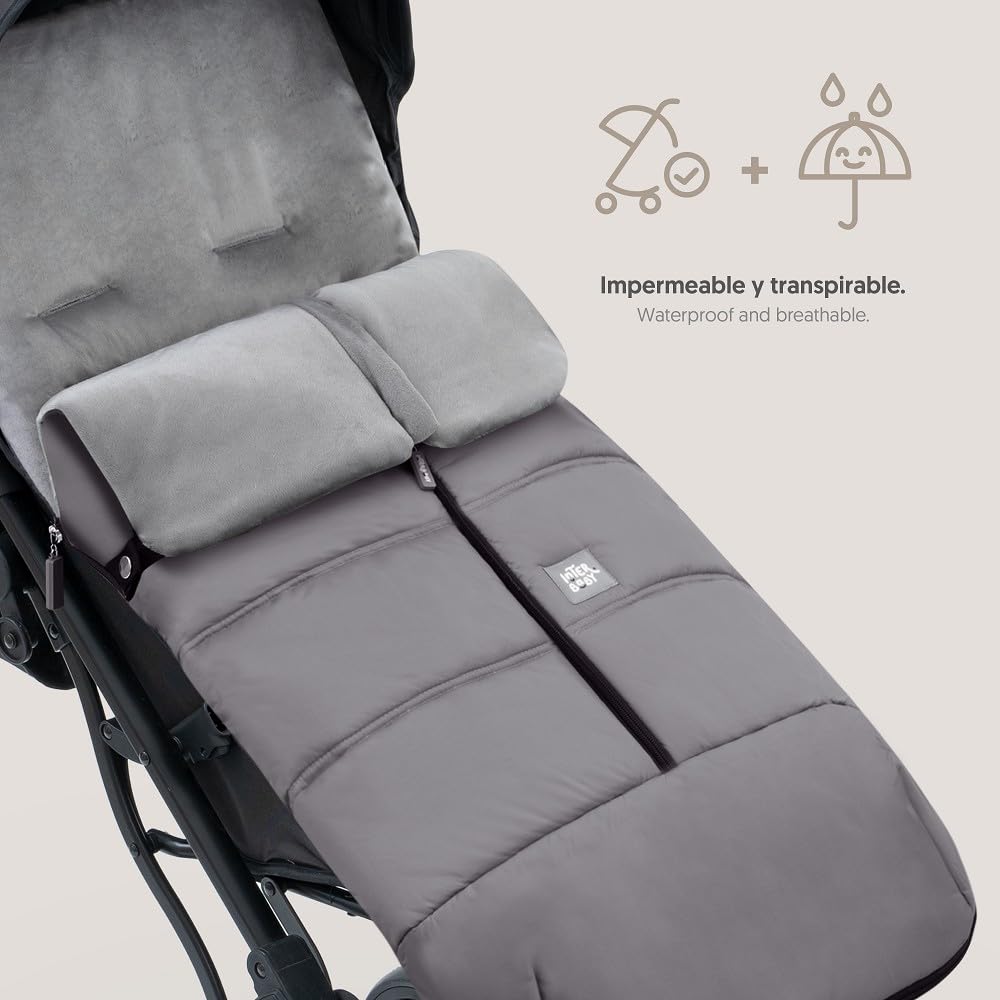 Chanceliere Bebe Passeggino Interbaby | Coperta Passeggino Bebe Inverno Morbido | Sacco a Pelo Passeggino Bebe Staccabile, Doppia Apertura, Lavaggio Facile, Materiali Anallergici, Grigio