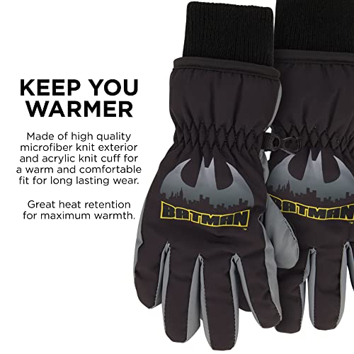 Dc Comics Boys Winter Hat With Knit Insulated Ski Glove, Batman 3-Piece Set, Ages 4-7 #TOP5