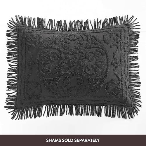 Image of Beatrice Home Fashions Medallion Queen Cotton Chenille Bedspread, Charcoal