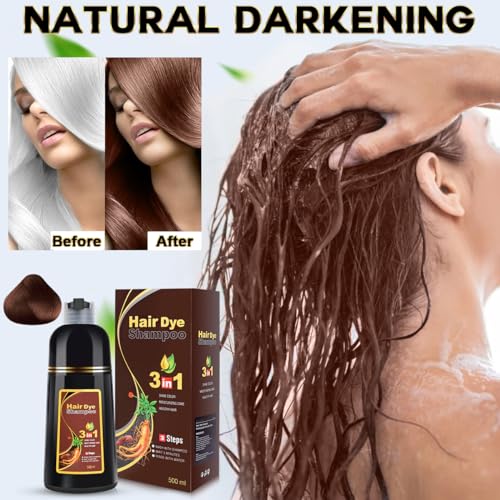 Image of cosmpro Hair Dye Shampoo Chestnut Brown Hair Color Shampoo for Gray Hair Coverage Hair Dye Shampoo 3 in 1 for Men and Women, Instant Color Shampoo
