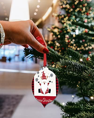 Christmas Ornaments 2022, Cute Dwarf With Christmas Decor Double-Sided Xmas Hanging Ornaments 10 Pack, Black Snowflake Red Plaid Christmas Tree Decorations Ornament For Party/Wedding Décor 3.7"X3" #TOP2