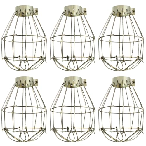 POPETPOP 6Pcs Vintage Metal Light Bulb Cage Guard Industrial Lamp Covers Hanging Protective Cage Lights for Home Bar Cafe Decor 5.51X3.93X3.93 Inch
