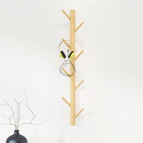 Miniatura 9 de VAWNKUKN Perchero para colgar en la pared, 2 ganchos para sombreros, perchero de madera resistente, para recibidor, árbol, con base sólida para