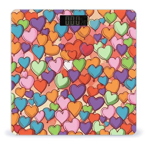 Báscula digital para baño con diseño colorido y pantalla LCD