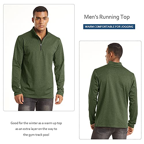 Tacvasen Men's 1/4 Zip Shirt Long Sleeve Fleece Lined Running Workout Pullover Green, Xl #TOP5
