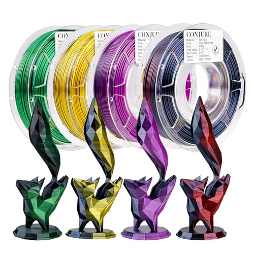 Chitu Systems Conjure â Filament PLA en soie pour imprimante 3D, filament bicolore de 1,75 mm, filament d'impression 3D rouge et bleu, 800 g (B-Silk Pla-4 en 1, paquet 1, 4 x 200 g)