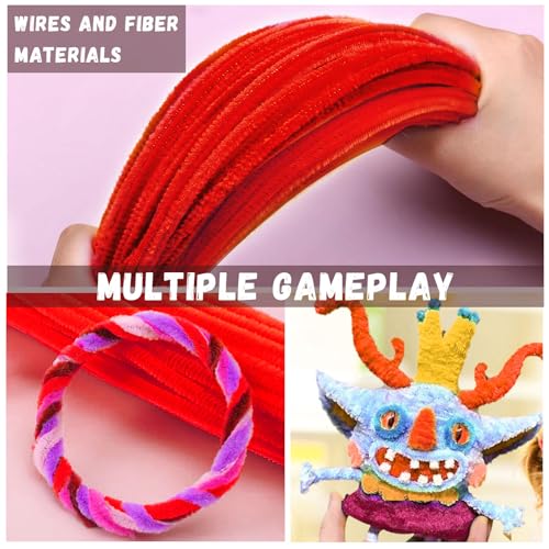 Image of Red Pipe Cleaners Craft,200pcs Craft Supplies Chenille Stems Arts & Crafts for DIY Valentines Day Decorations,Flowers Making Pipe Cleaners Bulk Gifts for Her Room Decor,Valentine Candy Ornament