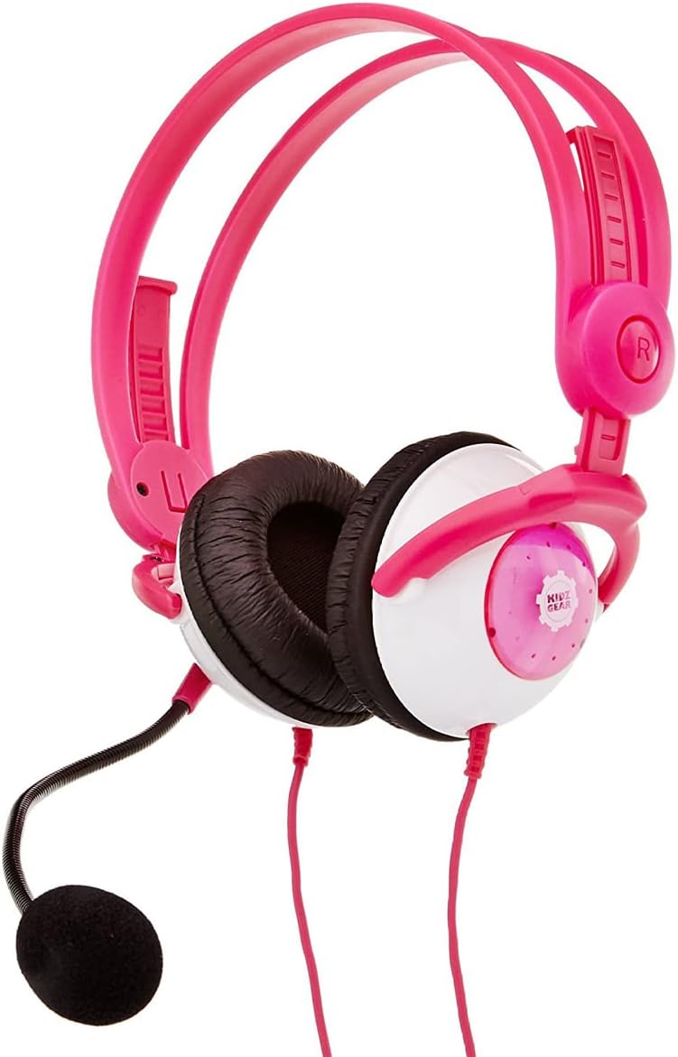 Kidz Gear Deluxe Headset Headphones with Boom Mic - Pink