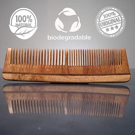 Peine de Madera Neem Dual Teeth Versátil para Cabello Rizado y Mojado miniatura 4