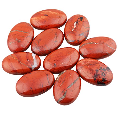 Mookaitedecor Red Jasper Pocket Palm Stone Worry Stones Therapy Crystal Healing Gemstone Oval Shape #TOP3