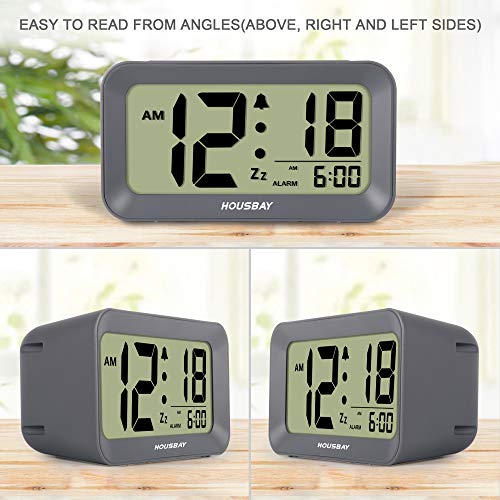 Battery Alarm Clocks for Bedrooms - Large Numbers Simple Setup Good View Angles Two Backlight Choices 12/24 Hour Cool Gray - Thumbnail 5