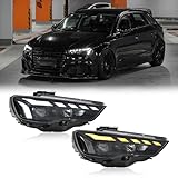【Iluminación dinámica secuencial】Los faros de 4 lentes están equipados con una iluminación secuencial, más llamativa y fresca. Emiten una luz amarilla dinámica al arrancar el automóvil, mejorando así el estilo del automóvil. Los faros completos son más brillantes que los faros originales y ofrecen una mejor visibilidad, haciendo que la conducción nocturna sea más segura.