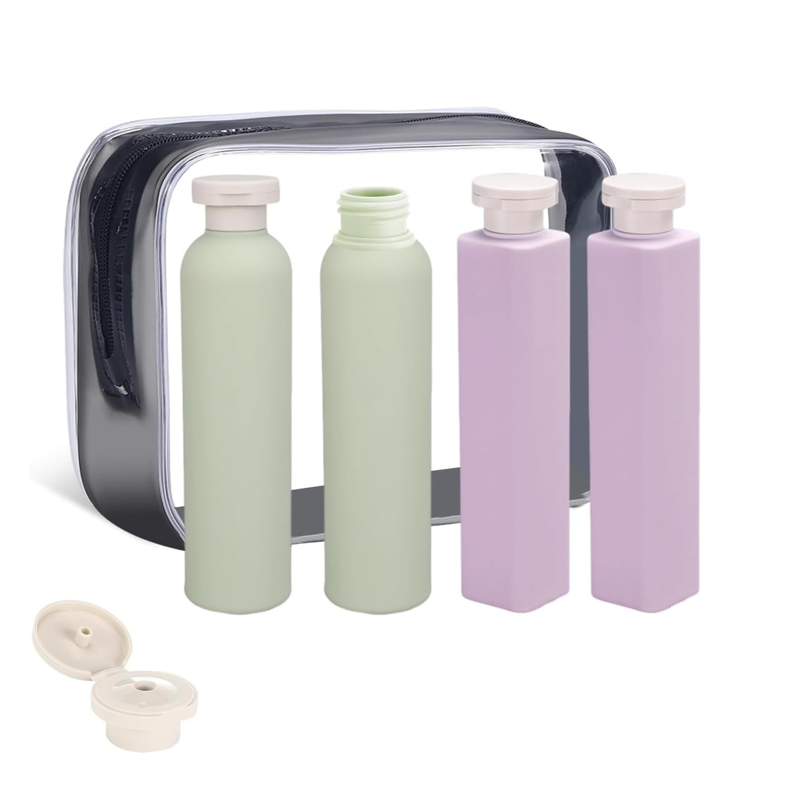 4 Piezas Botes Viaje Rellenables 260 ml/250 ml Frascos Viaje Avion Tapa Abatible Recipientes con Etiqueta Travel Bottles para Rellenar Champú Ducha loción y Artículos de Aseo