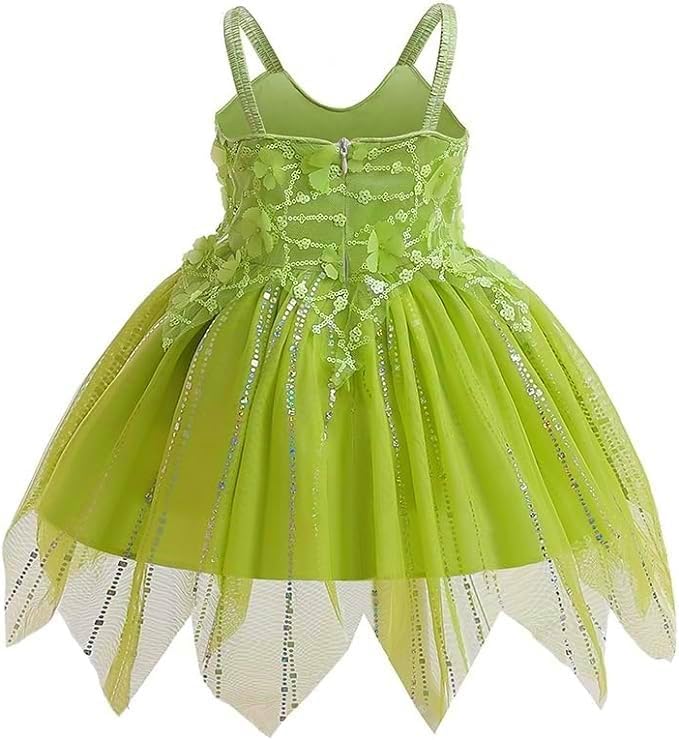 ZKR Tinkerbell Costume Fairy Dress for Toddler Girl Kid Halloween Cosplay Outfits 5T - Image 2