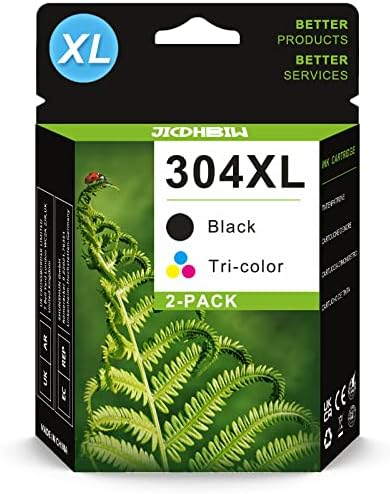 304 XL Ink Cartridges Combo Pack, High Yield, 304 Ink Cartridges Black and Color Remanufactured for HP304 XL 304XL for HP Envy 5010 5020 5030 Deskjet 2620 3720 3730 3750 3760 AMP 130 Printer (2 Pack)