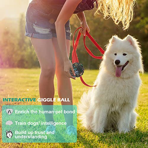 Mitaiko Dog Toy Ball For Aggressive Chewers, Interactive Fetch Dog Ball With Fun Squeaky Giggle Sound, Durable For Small Medium Large Dogs, Non-Toxic Elastic Rubber Pet Chew Toys, Black & Lake Blue #TOP5