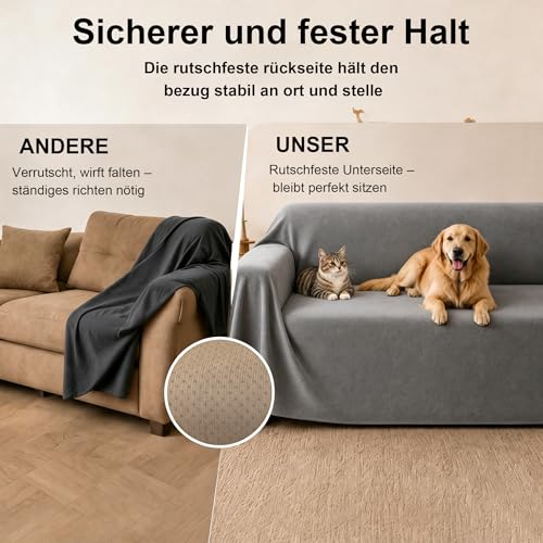 Loiion Anti Griffe Chat Canapé Impermeable Antidérapante Gris 340x180cm - 6