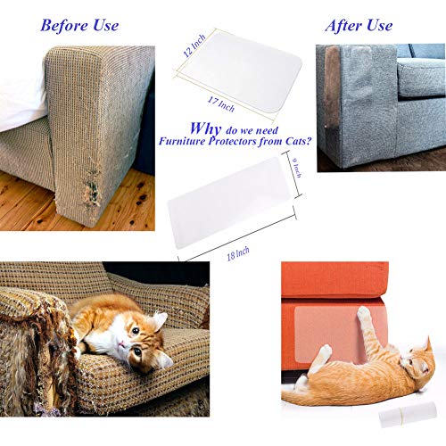 8 Pcs Furniture Protectors from Cats, Cat Scratch Deterrent, Couch Protector 4 Pack X-Large (17"L 12"W) + 4 Pack Large (18"L 9"W) Cat Repellent for Furniture, Stop Pets from Scratching Furniture Couch - Image 5