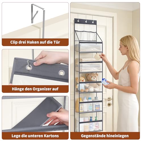 Rangement suspendu 5 compartiments en PVC transparent pour porte de chambre