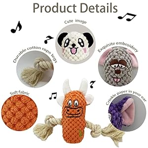 Dog Squeak Toys, No Stuffing Dog Plush Toys, Durable Cotton Rope Dog Chew Toys for Puppy and Small, Medium Dogs, 6 Pack of Cute Animal Squeak Dog Toys Dog Squeak Toys, No Stuffing Dog Plush Toys, Durable Cotton Rope Dog Chew Toys for Puppy and Small, Medium Dogs, 6 Pack of Cute Animal Squeak Dog Toys