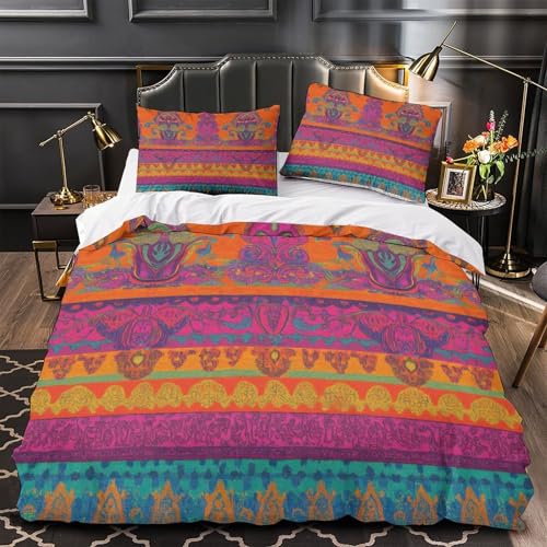 Housse de couette microfibre de qualité supérieure parure 140x200 ethnique vibrante