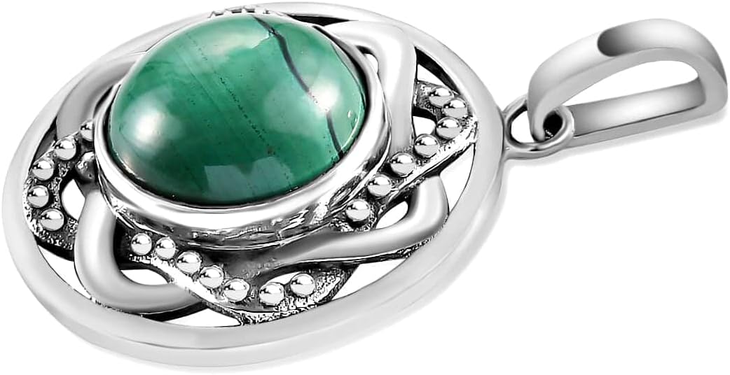 SHOP LC DELIVERING JOY Handmade Green Malachite Statement Pendant Necklace 925 Sterling Silver Women Jewelry Birthday Christmas Gifts for Women