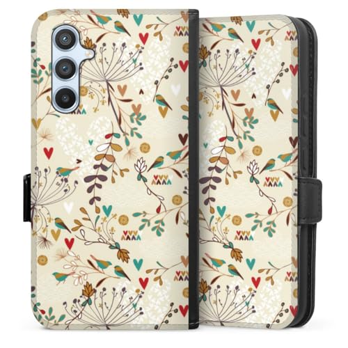 Étui rétro Samsung Galaxy A54 5G avec motif oiseau imprimé et fermoir magnétique robuste