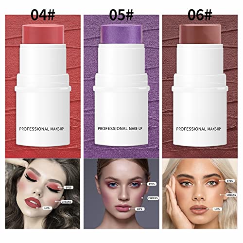 Lazy Highlighter Rouge Pearl Stick Monochrome Velvet Texture Breathable Natural Rouge Powder Female Net Red Lasting Brighten Skin Tone Cheek Highlighter Shimmer Powder (B, One Size) #TOP4