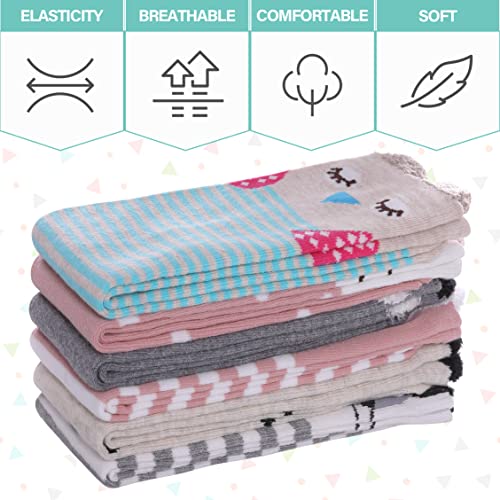Linemin 3-12 Years Girls Knee High Socks Kids Cartoon Animal Warm Cotton Long Tall Boot Socks 6 Pairs (Classic Mixed Animal) #TOP4