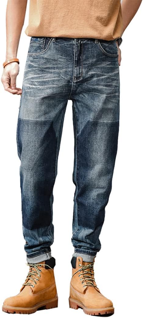 XYGJZ Men's Fashion Straight Fit Jeans Washed Loose Denim Pants