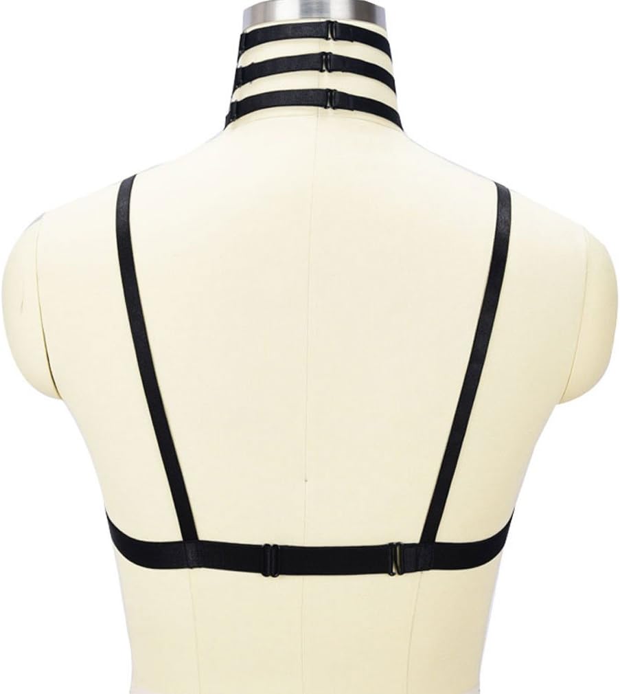 Women Harness Elastic Cupless Cage Bra Hollow Out Strappy