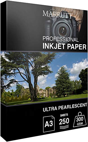 Marrutt 300gsm Ultra Pearlescent Hi-White Inkjet Photo Paper: A3-250 Sheets