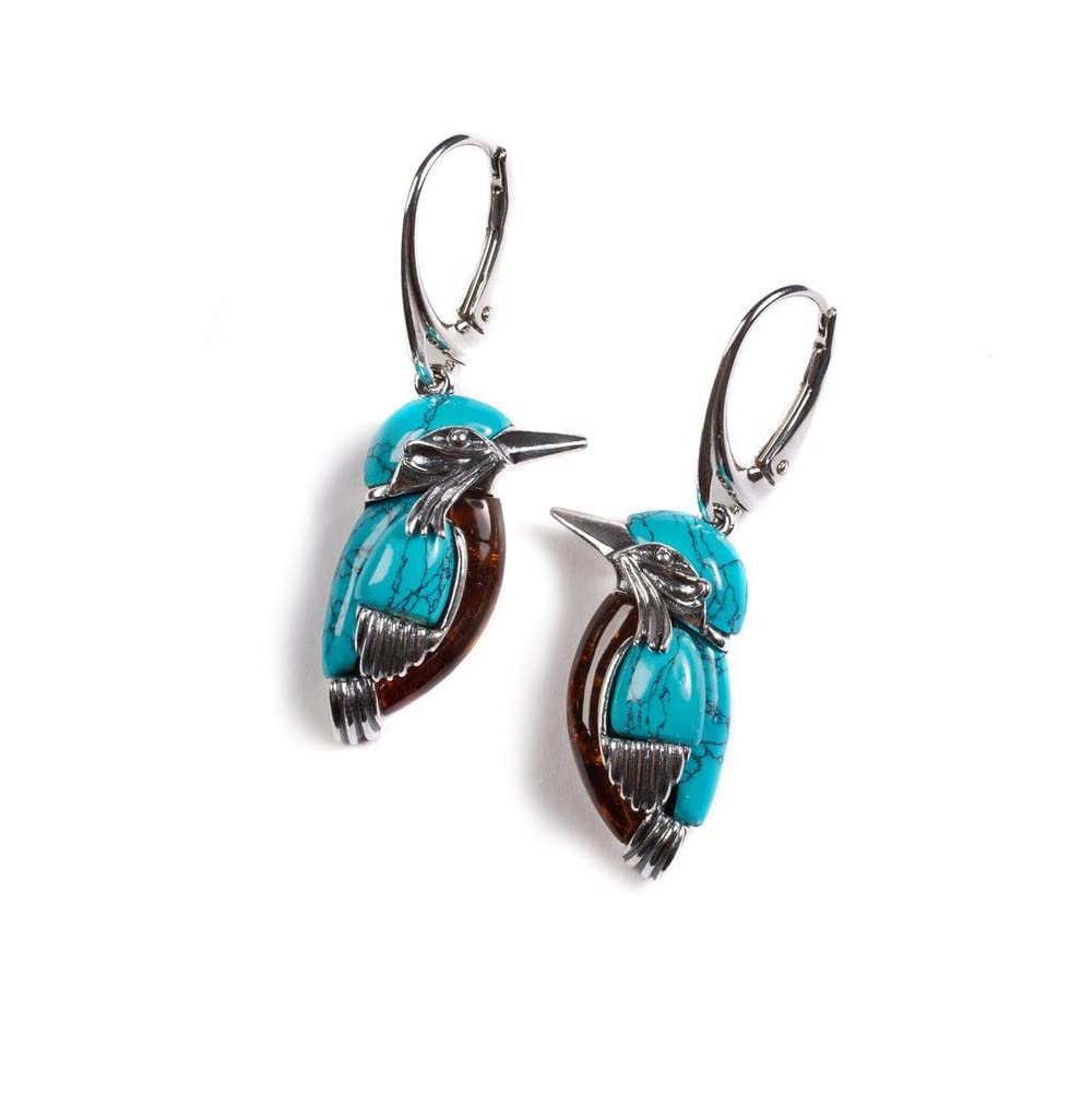 Natural Turquoise Dangle Earrings - Large Oval Statement Teardrop Bohemian Hoop Earrings For Women - View #8