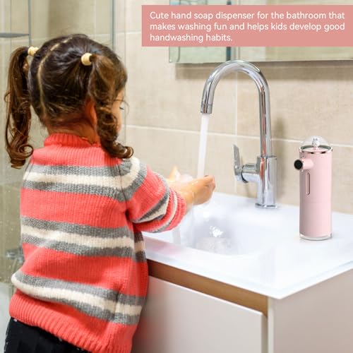 Image of Automatic Soap Dispenser, Cute Foaming Touchless Soap Dispenser Smart Foaming Hand Animal Shape for Bathroom Countertop (Pink)
