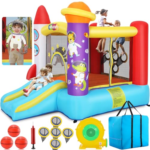 Whubefy Inflatable Bounce House for Kids 3-6 Space Rocket-Themed ...