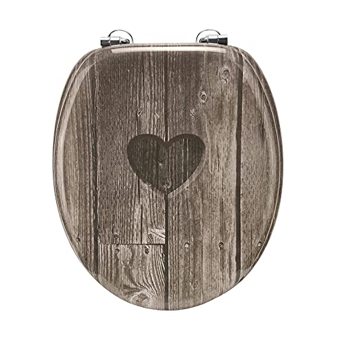 Cornat WC-Sitz Herz - Ansprechendes Design - Hochwertiger Holzkern - Komfortables Sitzgefühl / Toilettensitz / Klodeckel / KSD811