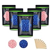 Hard Wax Beans 17.5Oz, Hair Removal Body European Brazilian Pearl Waxing Beans For Women Men Include 10 Waxing Spatulas For Bikini, Eyebrow, Face, Armpit 5 Packs